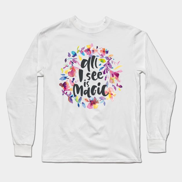 Magic Hibiscus Flowers Long Sleeve T-Shirt by ninoladesign